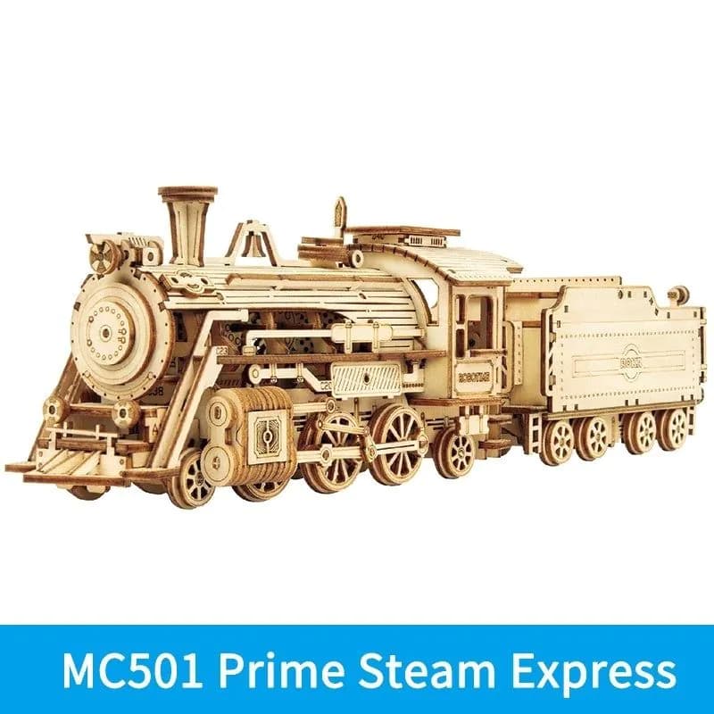 image-Robotime 3D Wooden Puzzle Prime Steam Express Model DIY Kit Puzzle Toy