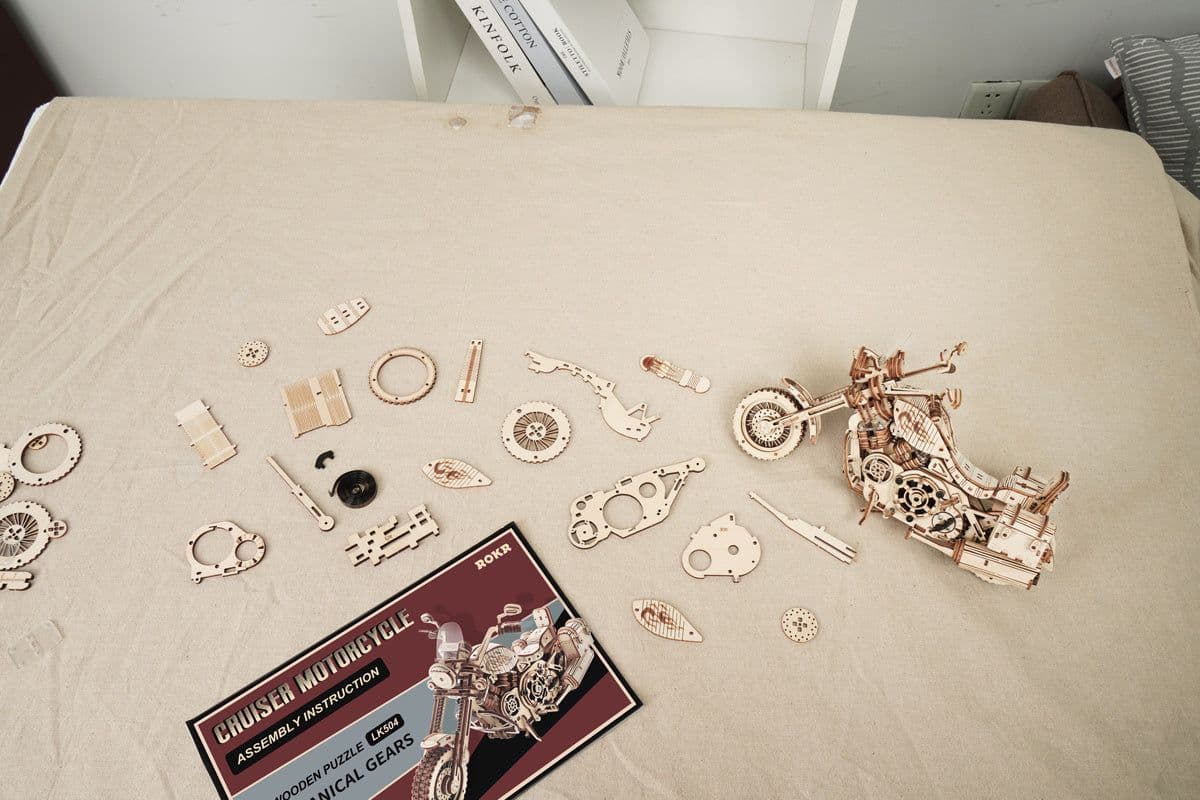 image-Robotime Rokr Cruiser Motorcycle DIY Wooden Model LK504