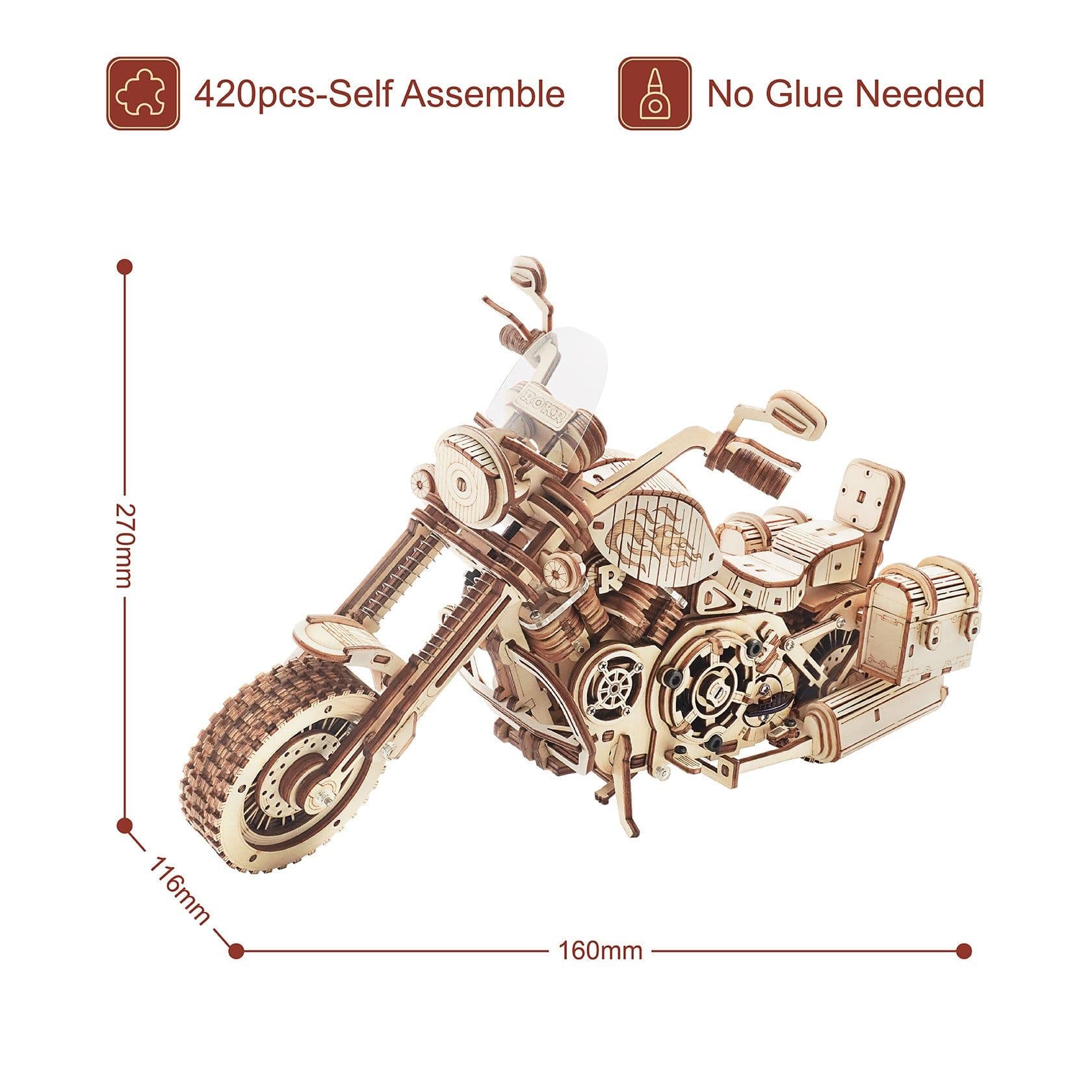 image-Robotime Rokr Cruiser Motorcycle DIY Wooden Model LK504