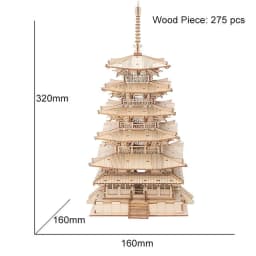 image-Robotime Five-storied Pagoda 3D Wooden Puzzle Toys For Children Kids Birthday Christmas Gift Home Decoration TGN02 Dropshipping