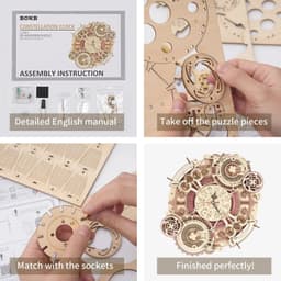image-Robotime ROKR Zodiac Wall Clock 3D Wooden Puzzle Model Assembly Toys Gifts for Children Kids Teens LC601 Support Dropshipping