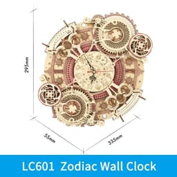 image-Robotime ROKR Zodiac Wall Clock 3D Wooden Puzzle Model Assembly Toys Gifts for Children Kids Teens LC601 Support Dropshipping