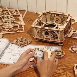 image-Robotime ROKR DIY Hand Crank Classic Gramophone Wooden Puzzle Model Building Kits Assembly Toy Gift For Children LKB01