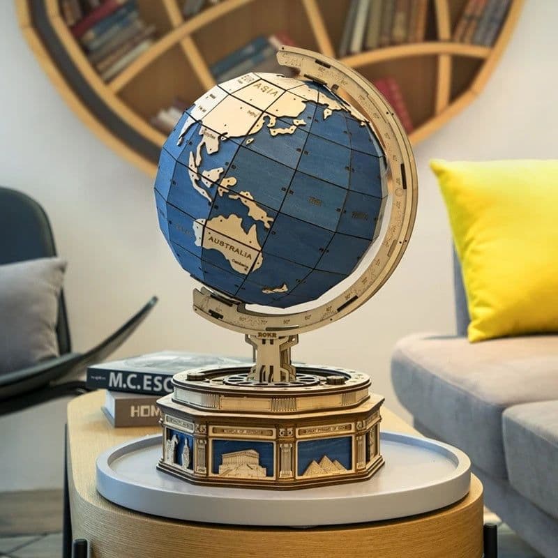 image-Robotime Globe Earth 567pcs 3D Wooden Puzzle Games Ocean Map Ball Assemble Model Toys Xms Gift for Children Boys Dropshipping