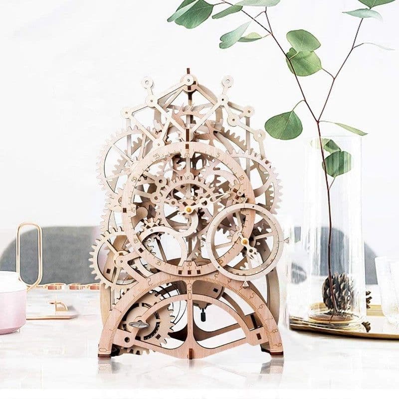 image-Robotime Rokr Pendulum Clock 170 Pcs 3D Wooden Puzzle Toys Building Block Kits Assembly Gifts For Children Adults Dropshipping