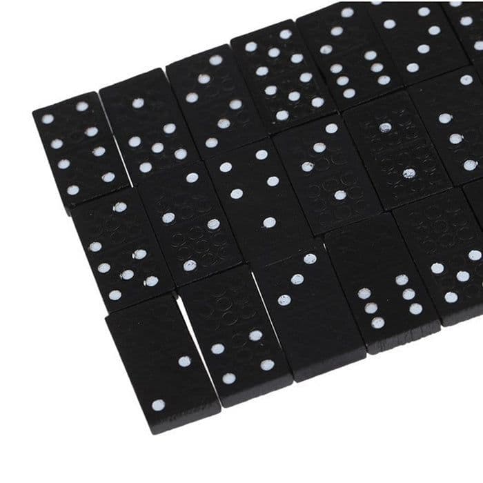 image-1set 28 Pieces Wooden boxed black dominoes