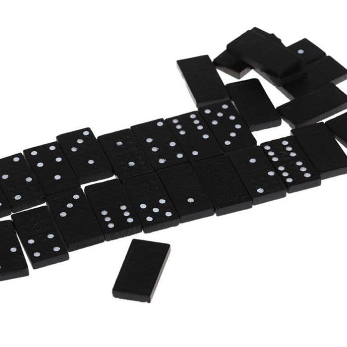 image-1set 28 Pieces Wooden boxed black dominoes