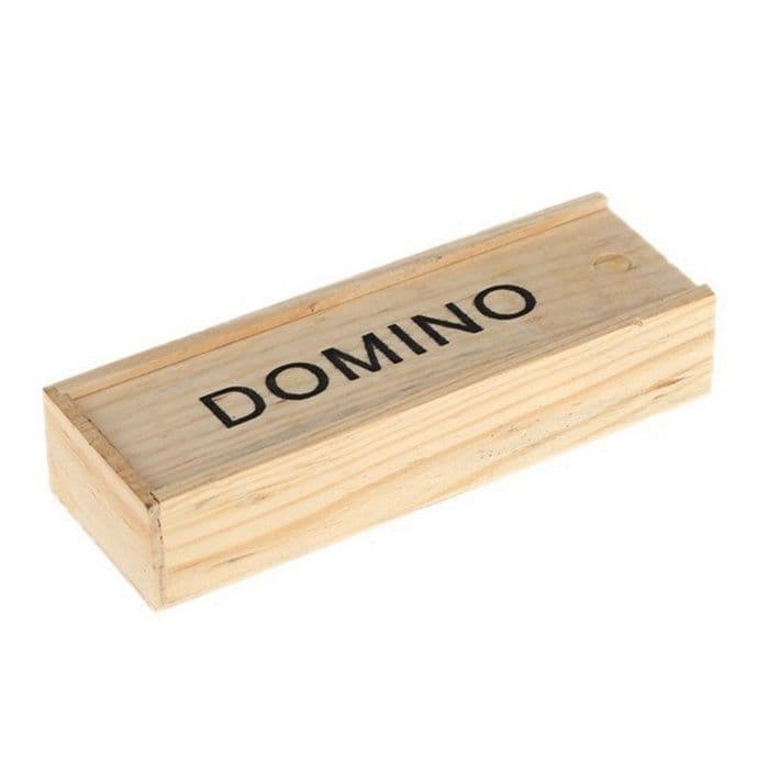 image-1set 28 Pieces Wooden boxed black dominoes