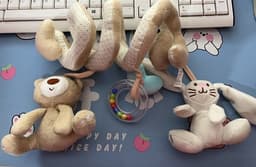 image-Infant Toddler Rattles Toys for Baby Stroller Crib Soft Rabbit Bear Style Pram Hanging Toys Plush Appease Doll Bed Accessories