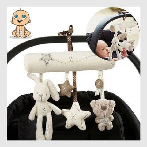 image-Infant Toddler Rattles Toys for Baby Stroller Crib Soft Rabbit Bear Style Pram Hanging Toys Plush Appease Doll Bed Accessories