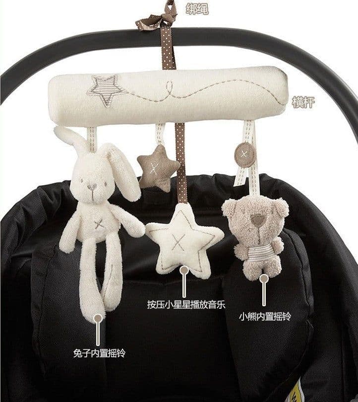 image-Infant Toddler Rattles Toys for Baby Stroller Crib Soft Rabbit Bear Style Pram Hanging Toys Plush Appease Doll Bed Accessories