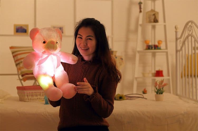 image-Creative Light Up LED Teddy Bear Stuffed Animals Plush Toy Colorful Glowing Christmas Gift For Kids Pillow