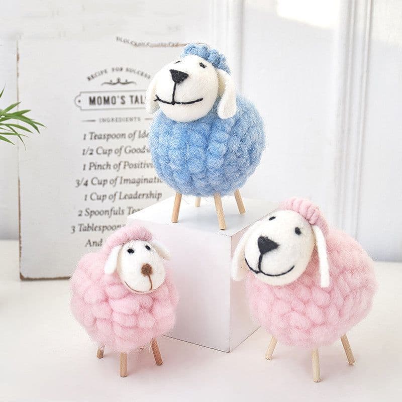 image-Home Decoration Felt Sheep Miniature Decoration Figurines Holiday Party Supplies Accessories