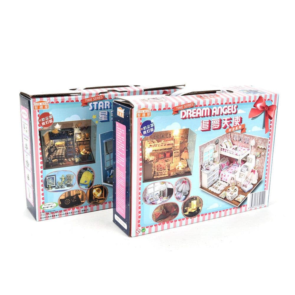 image-1 Unidades Artesanía BRICOLAJE para Niños Juguetes Sueño Ángulo de Miniaturas de Muñecas Hechas A Mano Modelo de Ensamblaje De Madera Con Muebles Regalo de La Muchacha