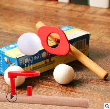 image-Early Learning Sense Equipment Wooden Suspended Magic Props Children Blowing Balls Blowing Ball Games Oral Trainers