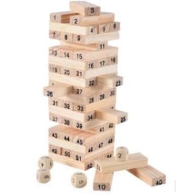 image-Wooden Domino Toy Tower Wood Building Blocks Toy 54pcs 4pcs Stacker