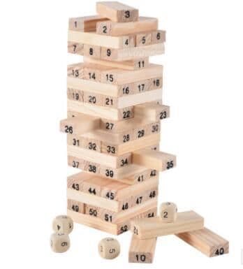 image-Wooden Domino Toy Tower Wood Building Blocks Toy 54pcs 4pcs Stacker