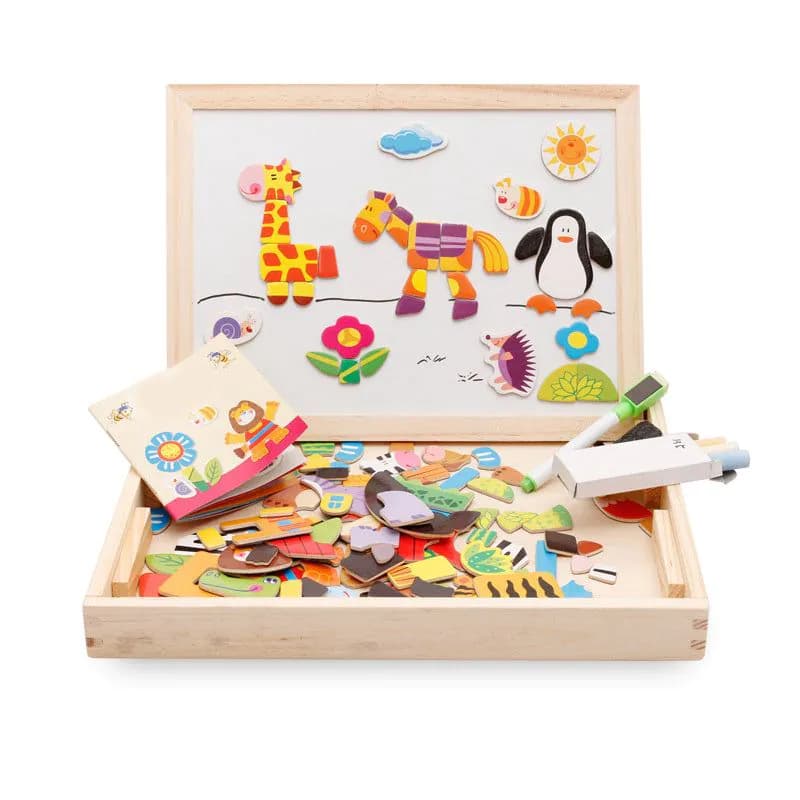 image-Multifunctional Magnetic Kids Puzzle Drawing Board Educational Toys Learning Wooden Puzzles Toys For Children Gift