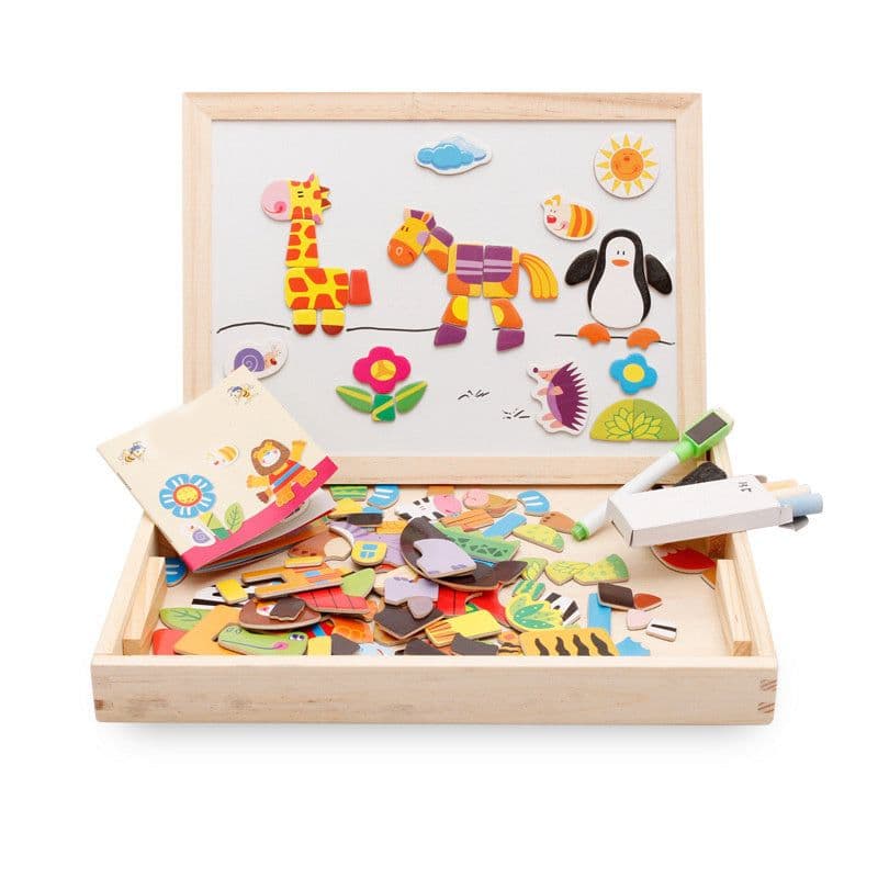 image-Multifunctional Magnetic Kids Puzzle Drawing Board Educational Toys Learning Wooden Puzzles Toys For Children Gift