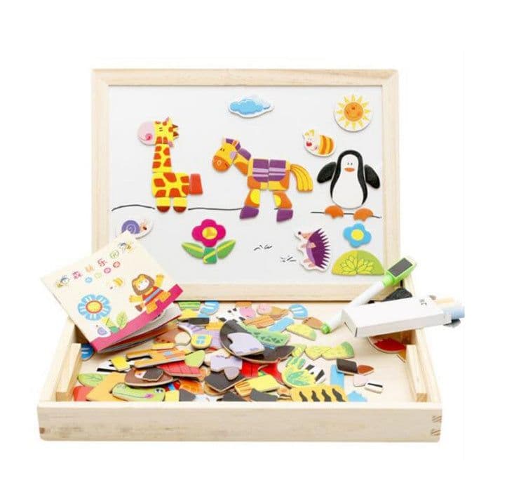 image-Multifunctional Magnetic Kids Puzzle Drawing Board Educational Toys Learning Wooden Puzzles Toys For Children Gift