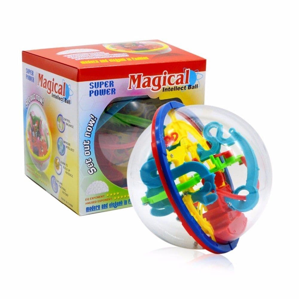image-100 Step 3D puzzle Ball Magic Intellect Ball Labyrinth Sphere Globe Toys Challenging Barriers Game Brain Tester Balance Training