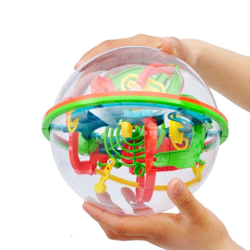 image-100 Step 3D puzzle Ball Magic Intellect Ball Labyrinth Sphere Globe Toys Challenging Barriers Game Brain Tester Balance Training