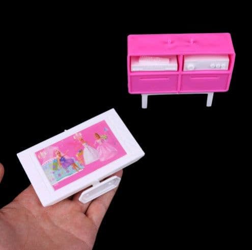 image-Doll Household Items TV Cabinet TV DVD Player Toys