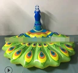 image-Pvc inflatable floating row peacock floating row, inflatable rainbow floating row, inflatable water hammock