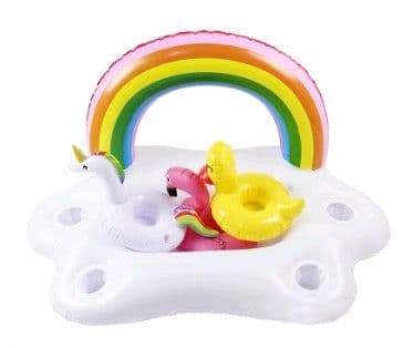 image-Pvc inflatable floating row peacock floating row, inflatable rainbow floating row, inflatable water hammock