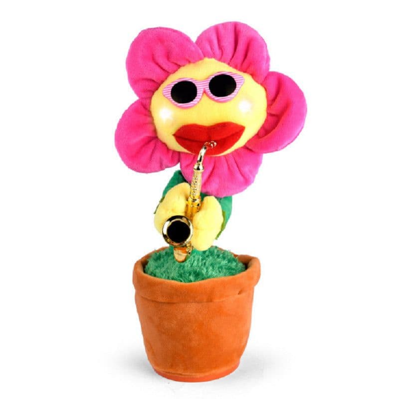 image-Singing Dancing Enchanting Sunflower Musical Plush Toy Saxophone Twisting Light Shining Child Girl Boy Gift Electric Plant Flower Vocal Toy