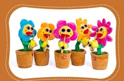 image-Singing Dancing Enchanting Sunflower Musical Plush Toy Saxophone Twisting Light Shining Child Girl Boy Gift Electric Plant Flower Vocal Toy