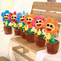 image-Singing Dancing Enchanting Sunflower Musical Plush Toy Saxophone Twisting Light Shining Child Girl Boy Gift Electric Plant Flower Vocal Toy