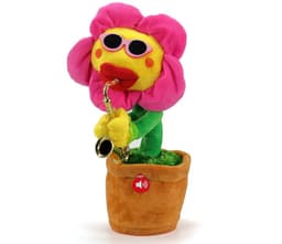 image-Singing Dancing Enchanting Sunflower Musical Plush Toy Saxophone Twisting Light Shining Child Girl Boy Gift Electric Plant Flower Vocal Toy