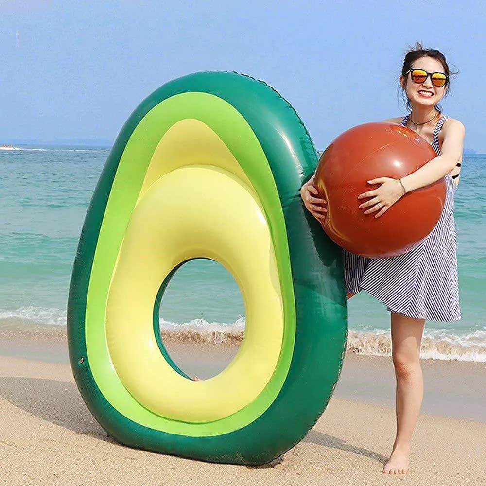 image-Inflatable Giant Avocado Pool Float Pool Swimming Float Swimming Ring Pool Circle Party Buoy Toy