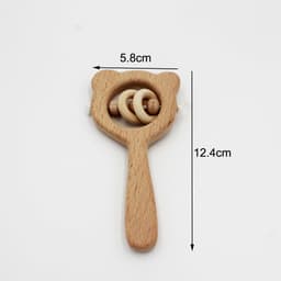 image-Baby wooden toy Elm handle rattle No paint safety Bite bite