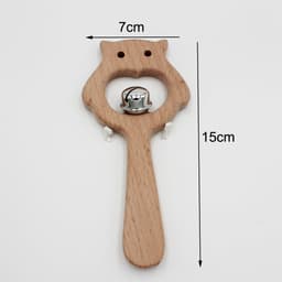 image-Baby wooden toy Elm handle rattle No paint safety Bite bite