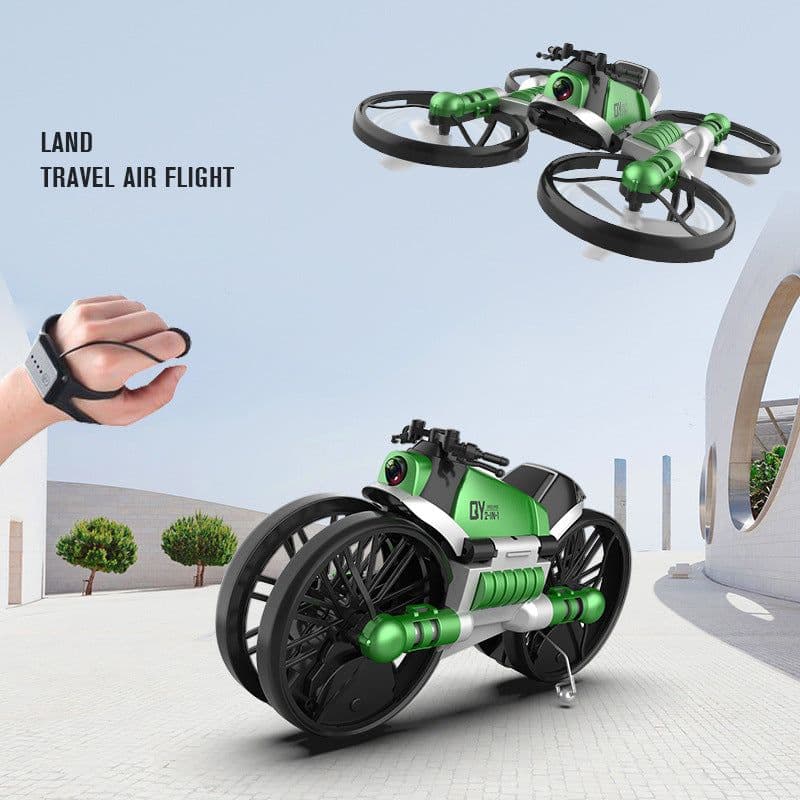 image-WiFi FPV RC Drone Motorcycle 2 in 1 Foldable Helicopter Camera 0.3MP Altitude Hold RC Quadcopter Motorcycle Drone 2 in 1 Dron