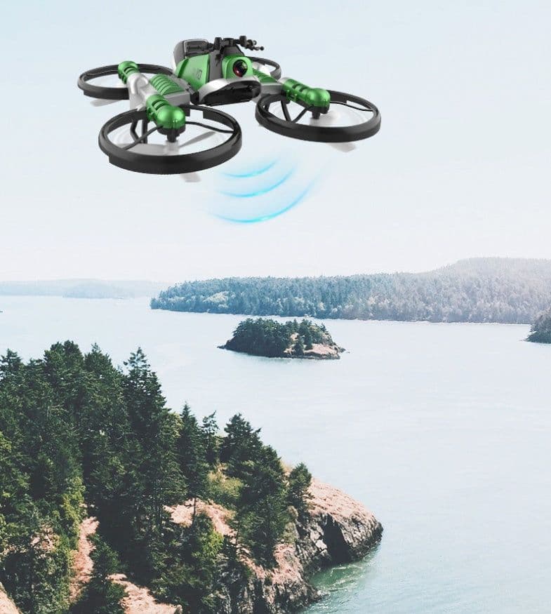 image-WiFi FPV RC Drone Motorcycle 2 in 1 Foldable Helicopter Camera 0.3MP Altitude Hold RC Quadcopter Motorcycle Drone 2 in 1 Dron