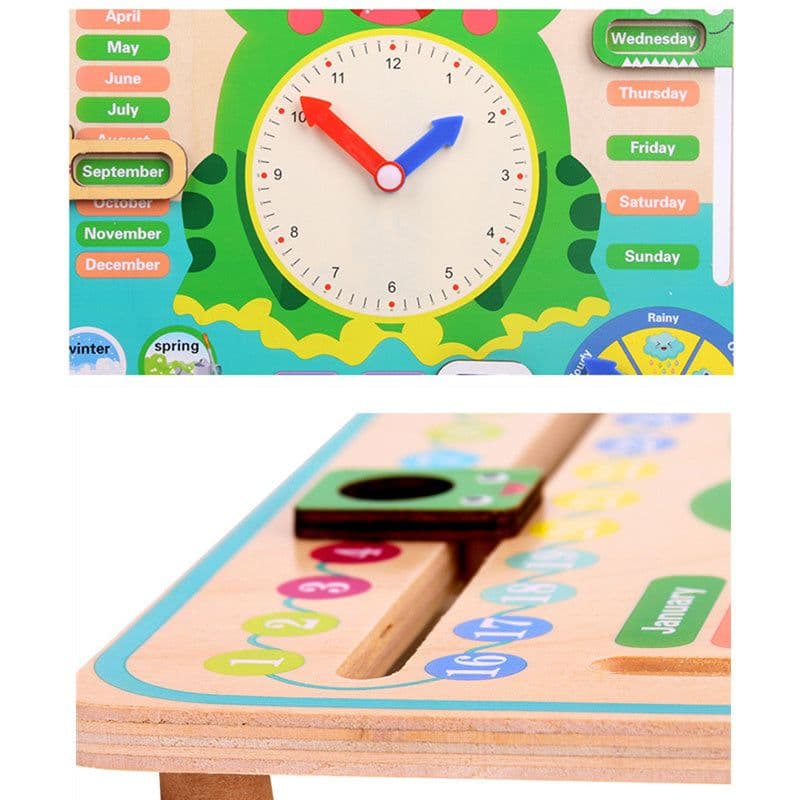 image-Montessori Wooden Toys Baby Weather Season Calendar Clock Time Cognition Preschool Educational Teaching Aids Toys For Children