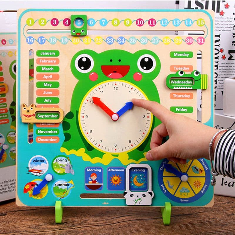 image-Montessori Wooden Toys Baby Weather Season Calendar Clock Time Cognition Preschool Educational Teaching Aids Toys For Children