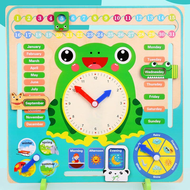 image-Montessori Wooden Toys Baby Weather Season Calendar Clock Time Cognition Preschool Educational Teaching Aids Toys For Children