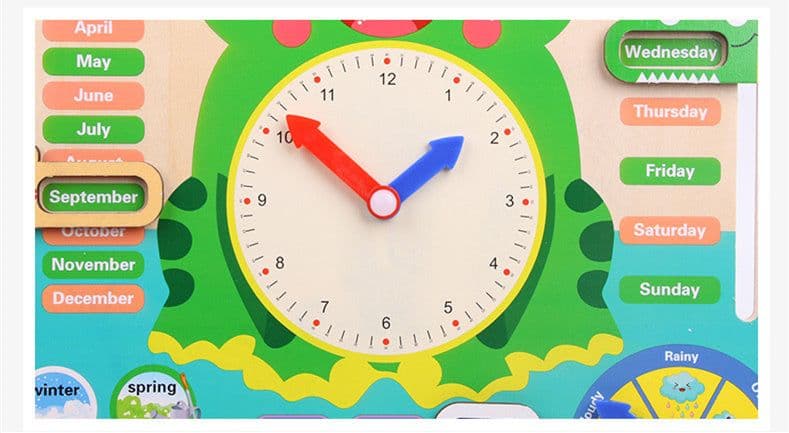 image-Montessori Wooden Toys Baby Weather Season Calendar Clock Time Cognition Preschool Educational Teaching Aids Toys For Children