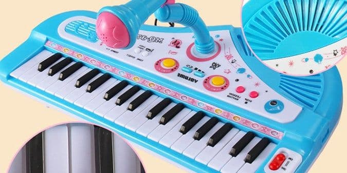 image-Children's multifunctional 37-key microphone baby music keyboard