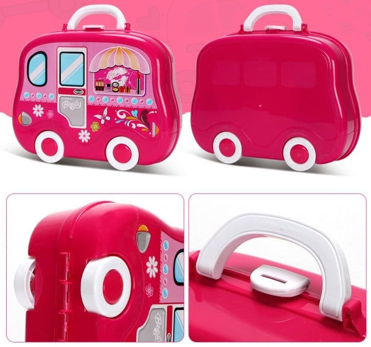image-Children Pretend Play Makeup Cosmetic Kit Travel Box