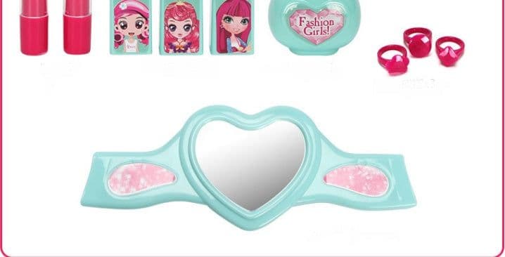 image-Children Pretend Play Makeup Cosmetic Kit Travel Box