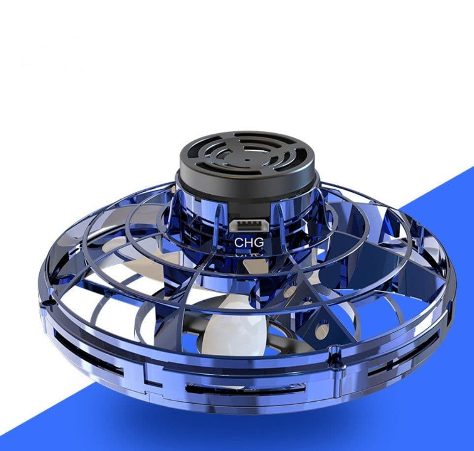 image-Mini Fingertip Gyro Interactive Decompression Toy Drone LED UFO Type Flying Helicopter Spinner Toy Kids
