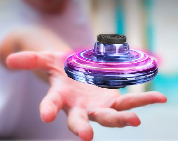 image-Mini Fingertip Gyro Interactive Decompression Toy Drone LED UFO Type Flying Helicopter Spinner Toy Kids