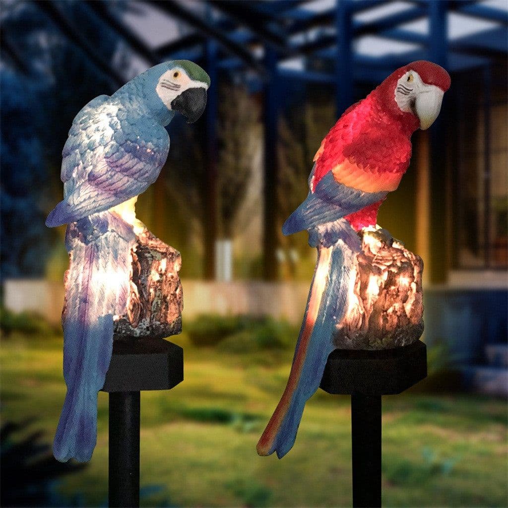 image-New modern garden decoration resin parrot solar lamp