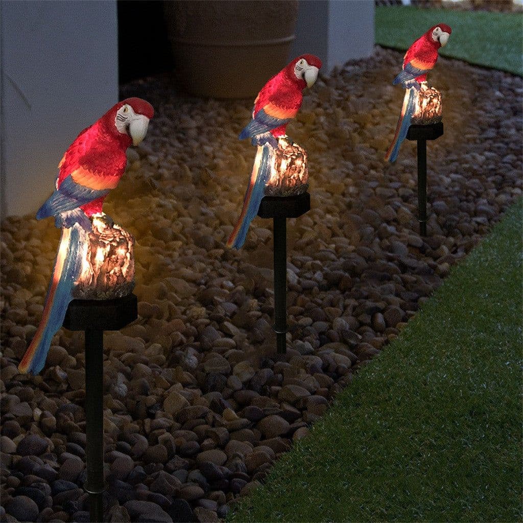 image-New modern garden decoration resin parrot solar lamp