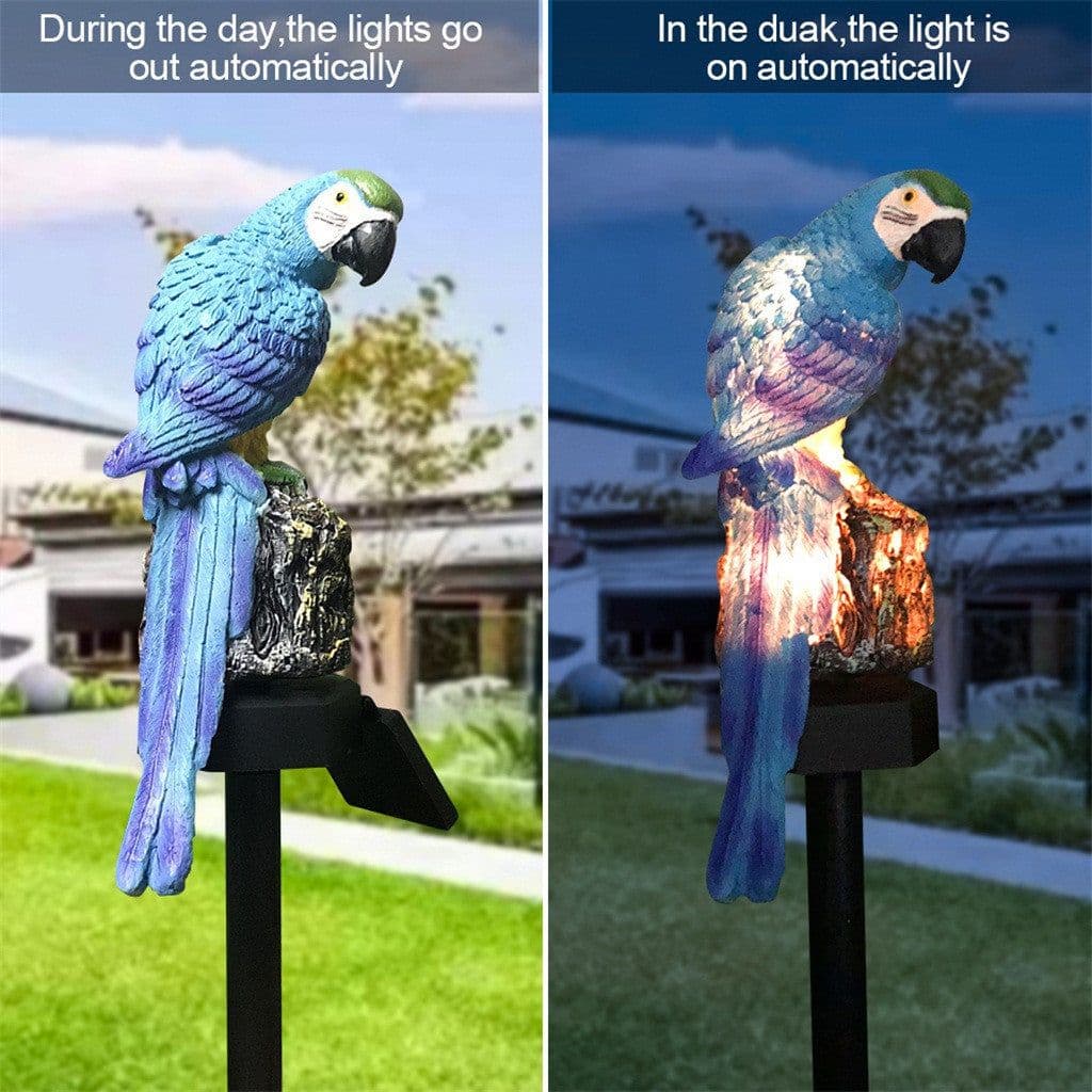 image-New modern garden decoration resin parrot solar lamp